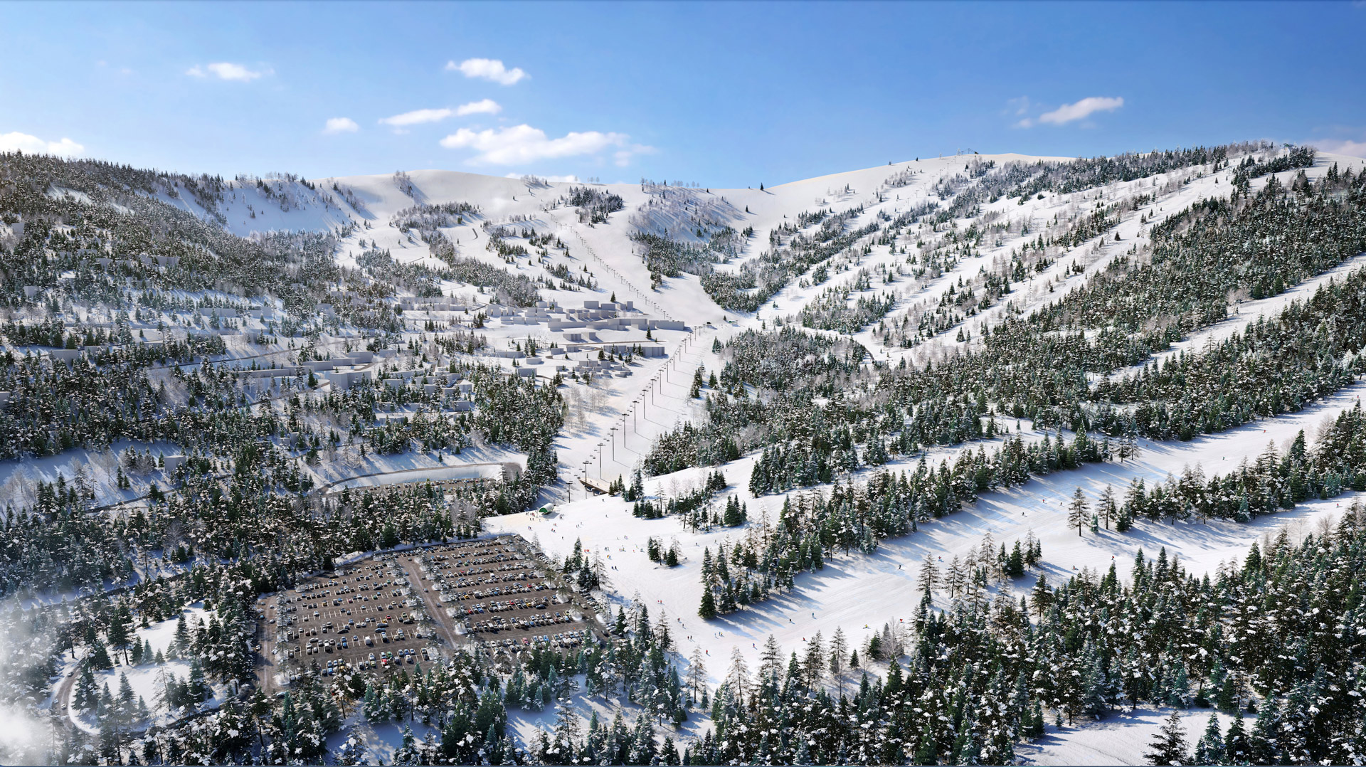 Artist render of the new parking lot and lift at Base Camp