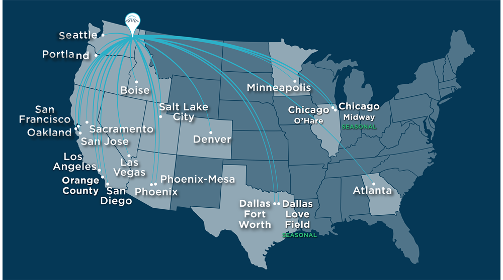 Spokane Airport route map