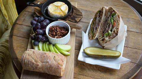 Food laid out on a table at Gourmandie