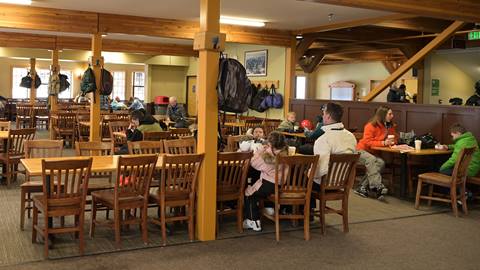 Seating inside Lakeview Lodge