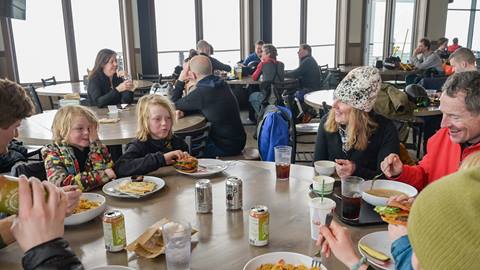 A family enjoying lunch at Red Hawk Cafe