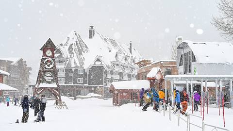 Snowy village scene at Schweitzer. 