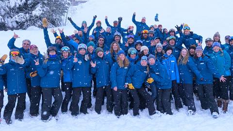 Large group of ski instructors at Schweitzer.