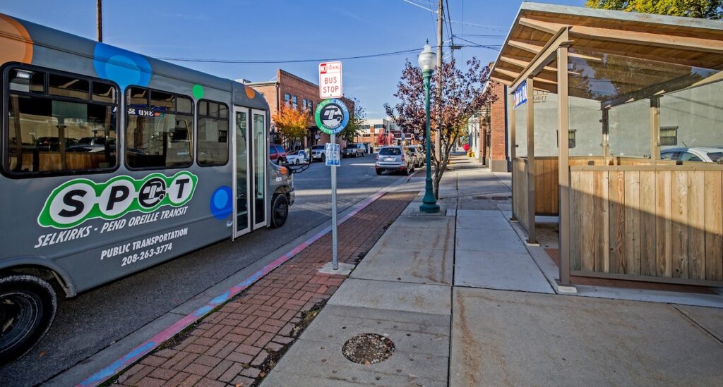 SPOT Bus in front of a bus stop