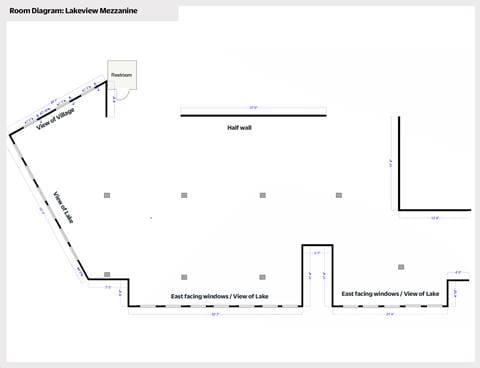 Room Diagram of Schweitzer's Lakeview Mezzainine