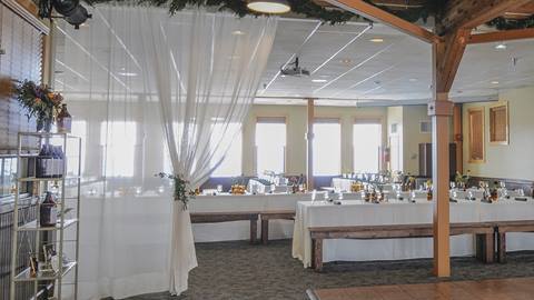 Caribou Room set up for a wedding reception 