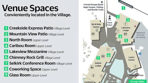 Map of venue spaces at Schweitzer