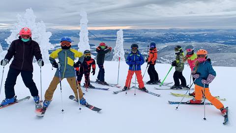 Kids skiing during at lesson at Schweitzer 