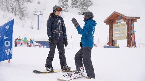 Snowboarder during a private lesson at Schweitzer 