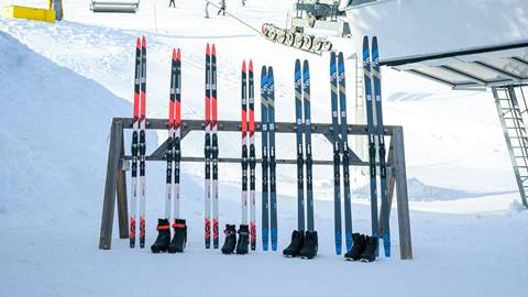 nordic skis and on ski rack