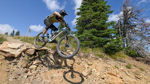 Mountain biker catching air at Schweitzer