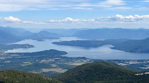 Summer view of Lake Pend Oreille from Schweitzer on a sunny day