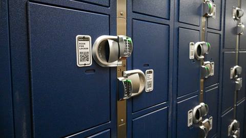 Row of lockers for rent at Schweitzer