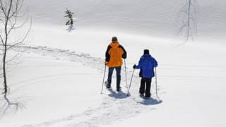 A couple snowshoeing at Schweitzer