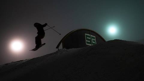 twilight skier park night